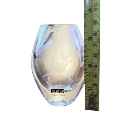 SEA Glasbruk Sweden Blomknyte Small Bud vase Kosta Boda Etched Bird - Picture 7 of 8